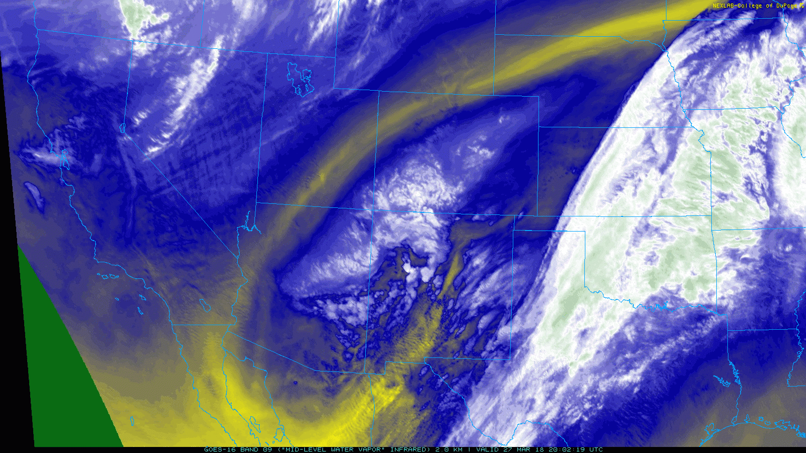 Water vapor imagery captured between 3:02 pm and 3:47 pm on 27 March 2018. 