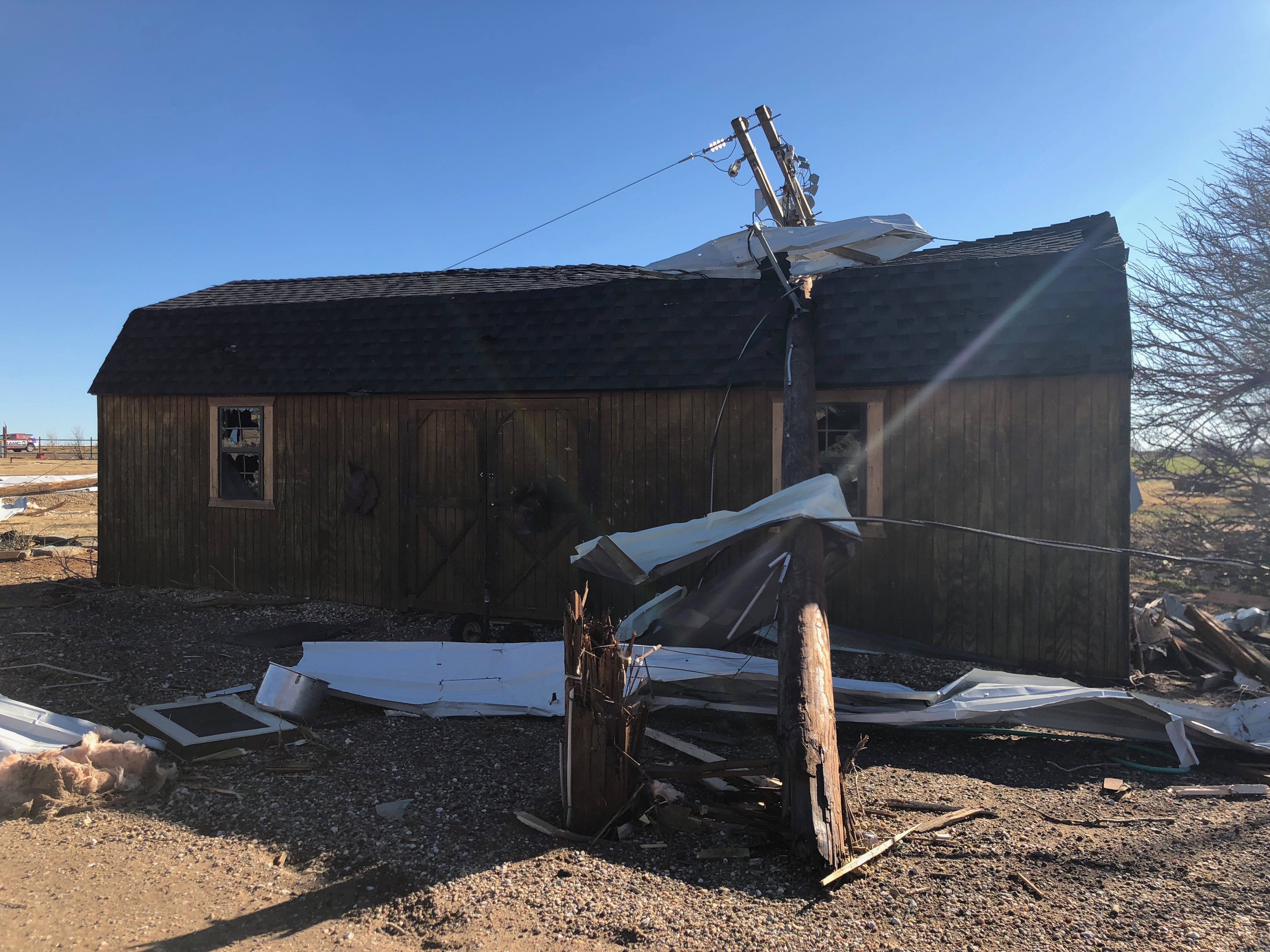 View of the tornado damage that occurred to a homestead just east of Anton on the evening of 12 March 2019. The picture was taken the following morning by Marissa Pazos.