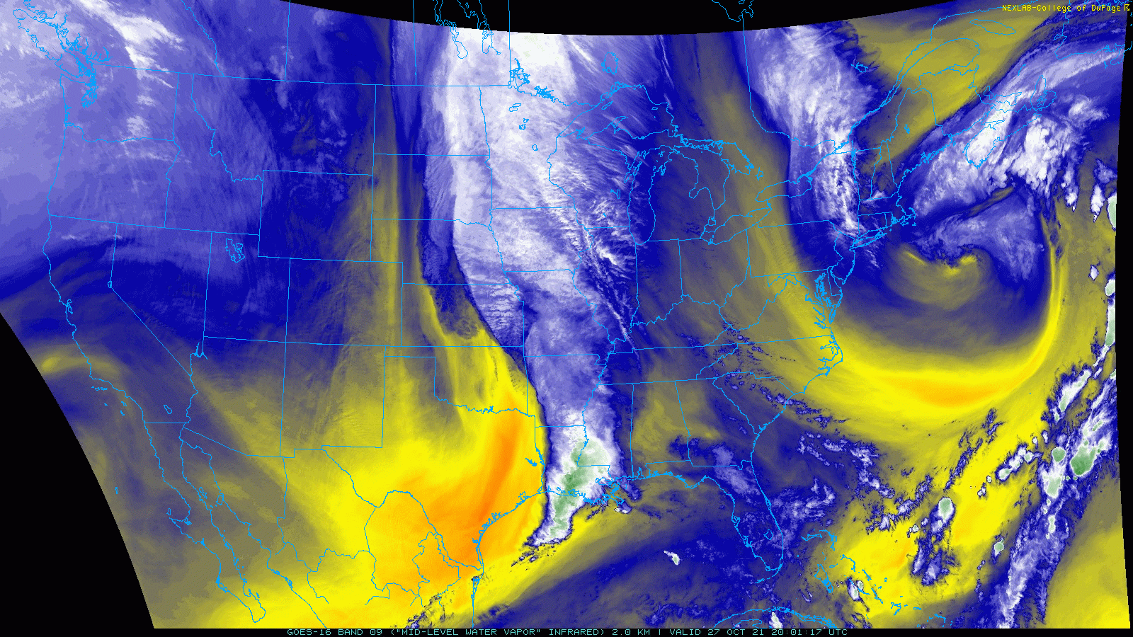 Water vapor loop from 3:01 pm on the 27th to 8:01 pm on the 28th.