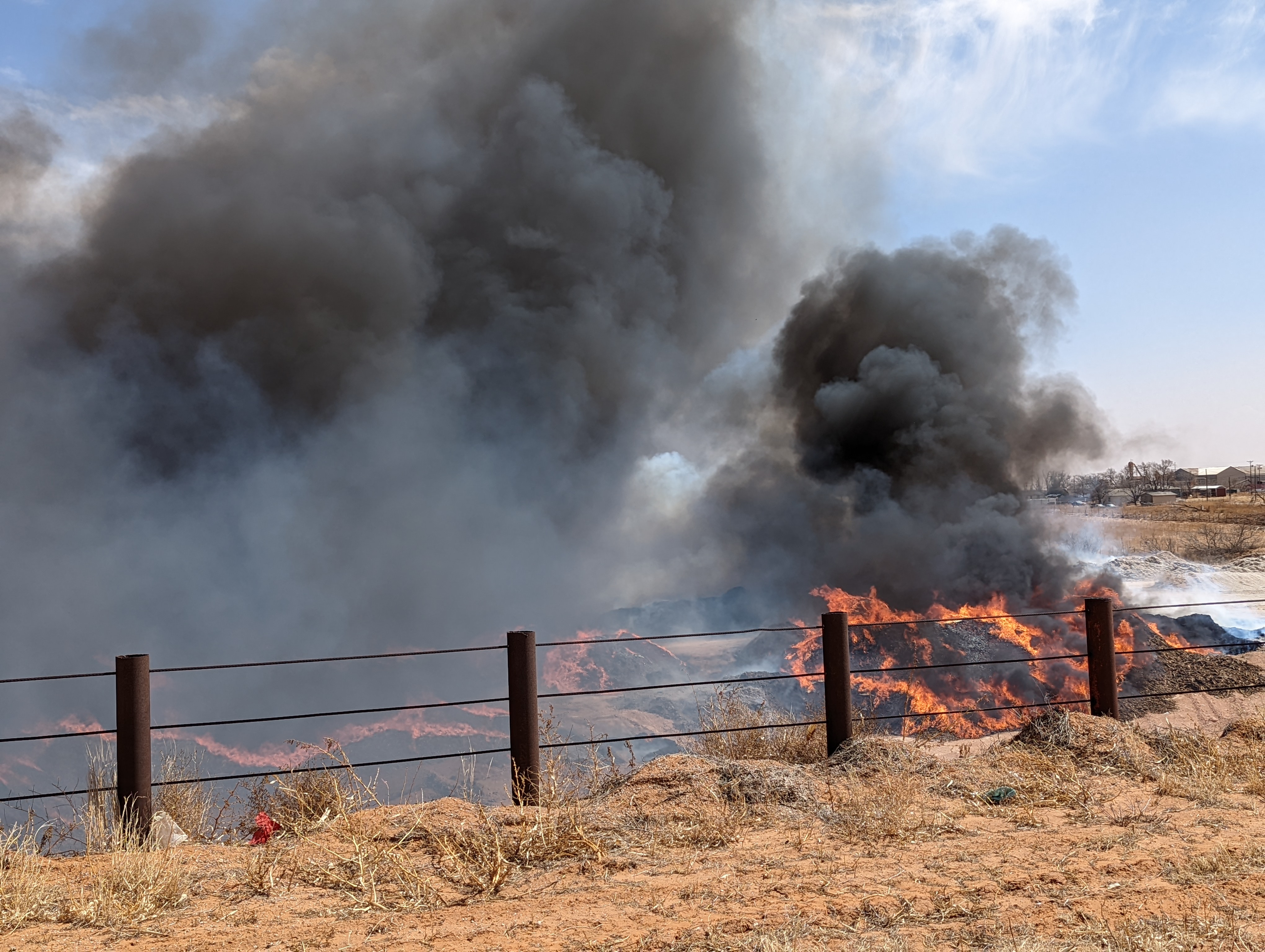 Fire on the west side of Brownfield Thursday afternoon (17 March 2022).