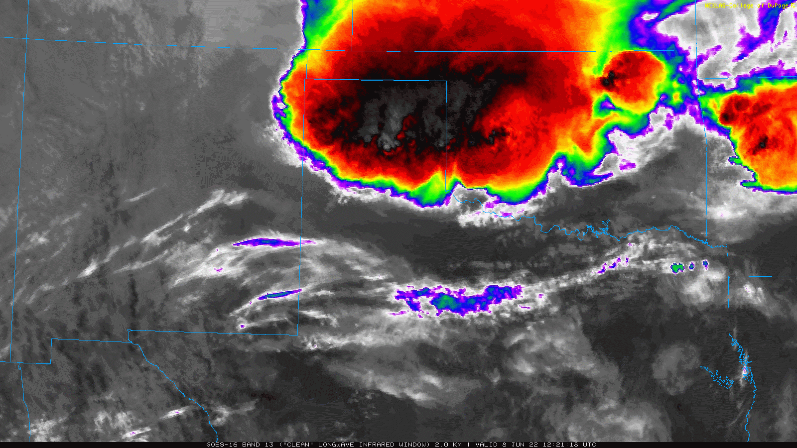 Infrared satellite loop valid from 7:21 am to 8:46 am on Wednesday (8 June 2022).
