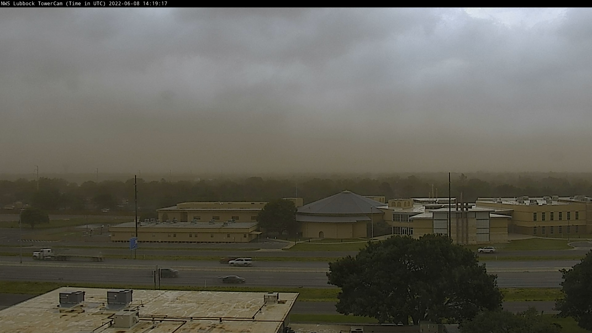 Dusty and windy view from the southern parts of Lubbock captured at 8:19 am on 8 June 2022.