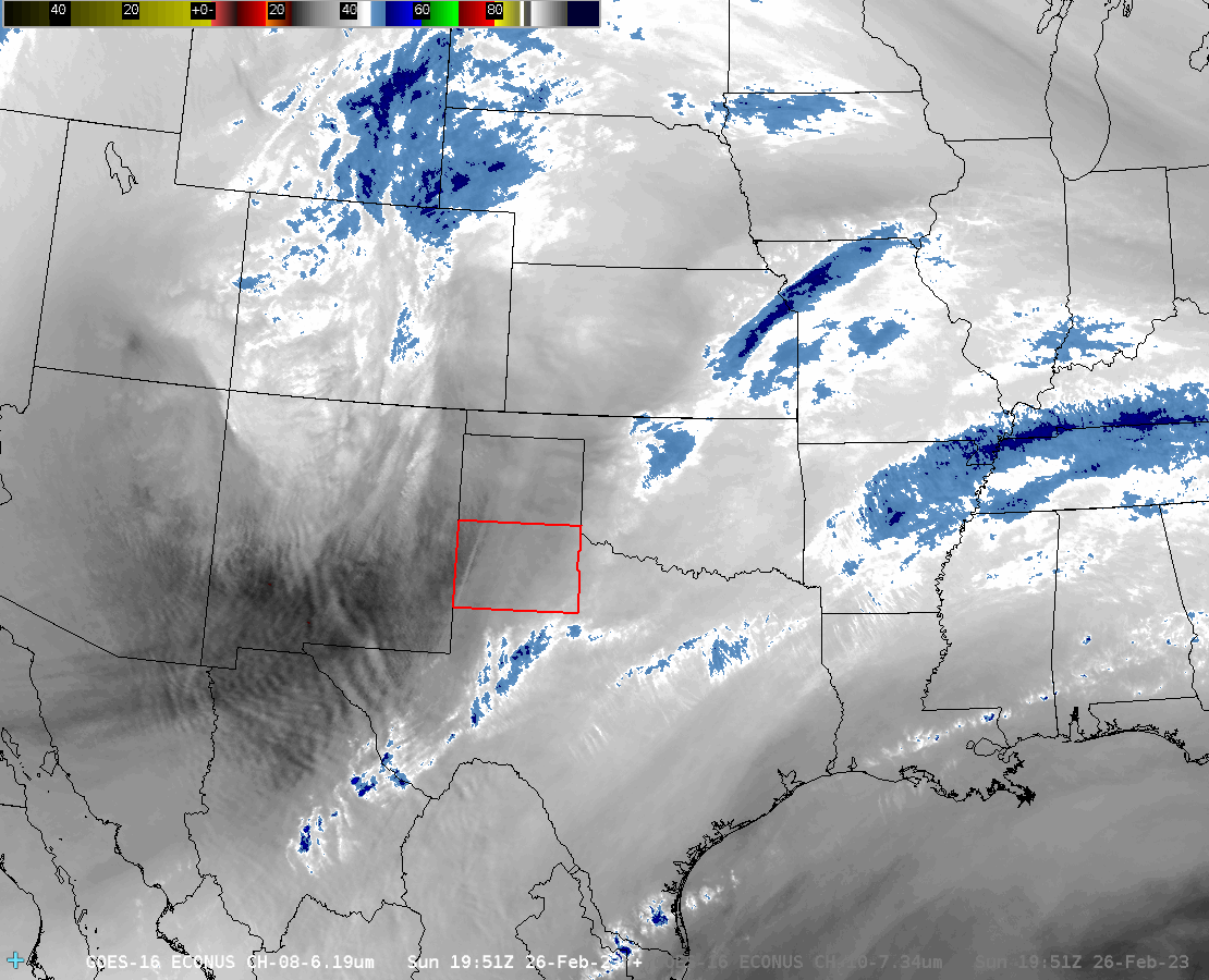 Water vapor satellite loop valid from 1:51 pm to 11:46 pm on Sunday (26 February 2023).