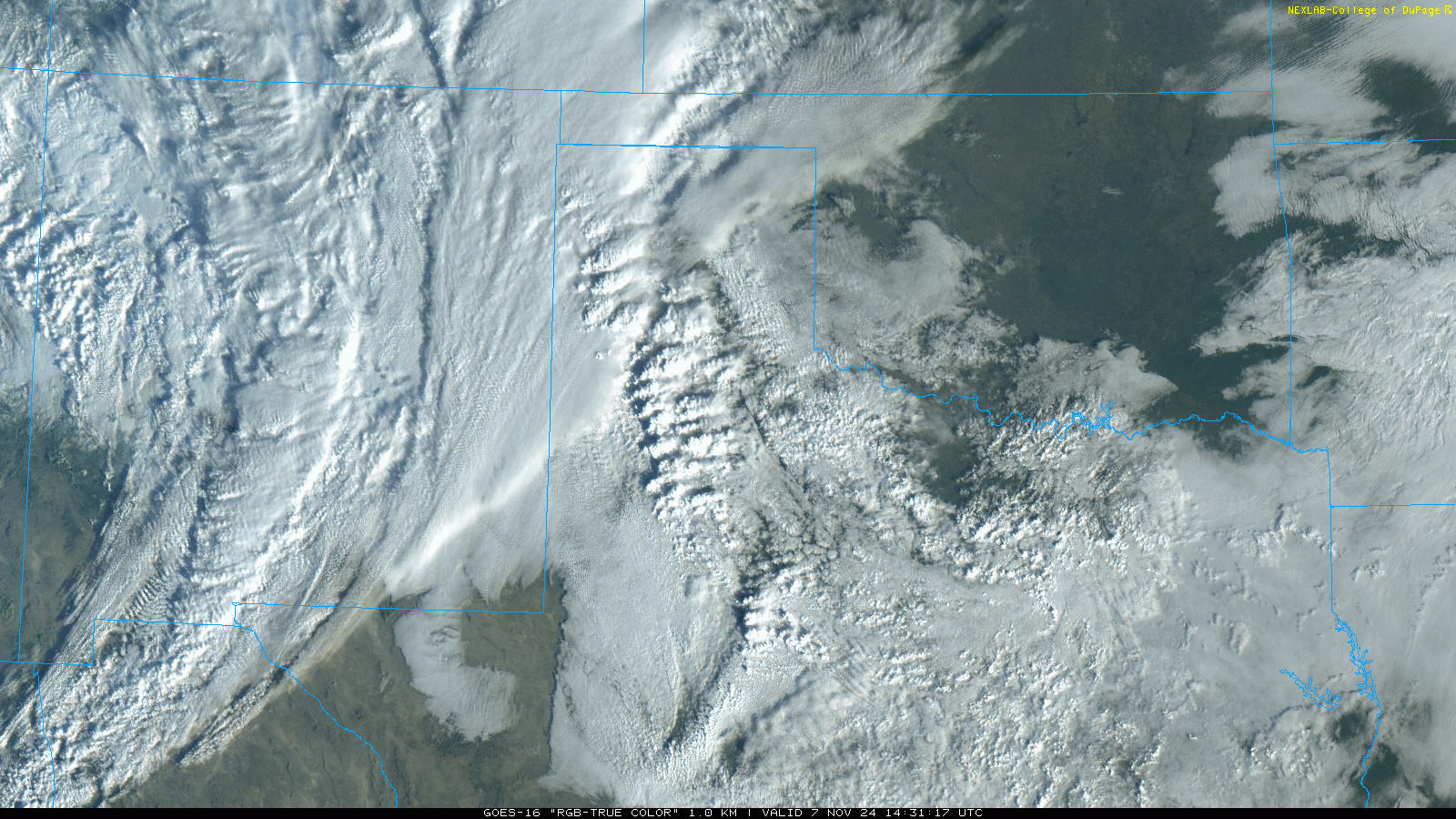 "RGB-True Color" satellite loop valid from 8:31 am to 10:16 am on Thursday (7 November 2024).