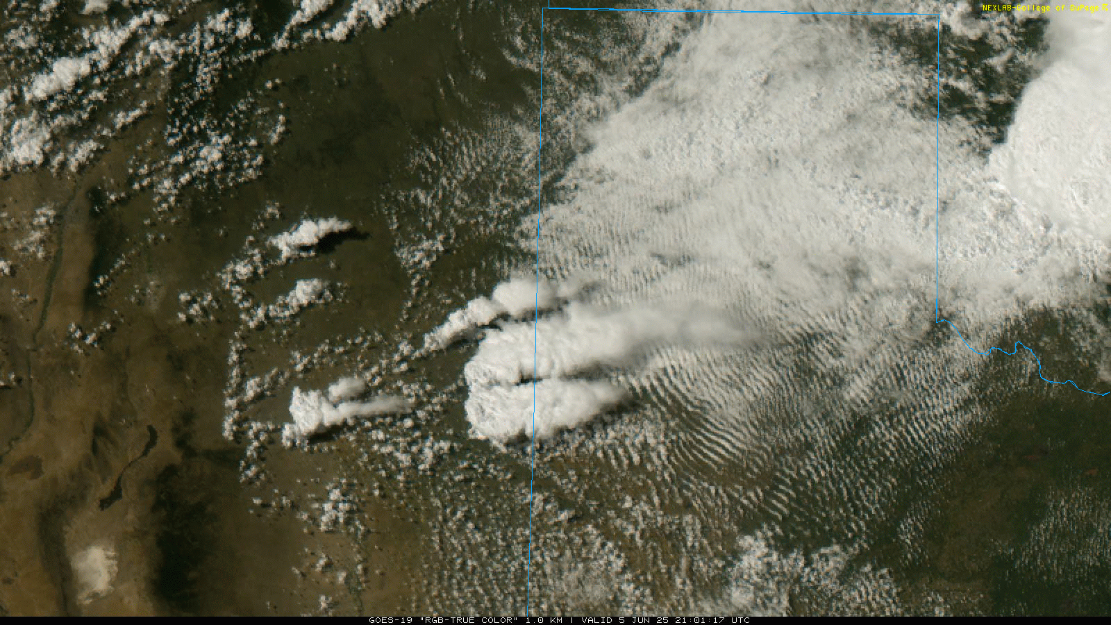 "RGB-True Color" satellite animation valid from 4:06 pm to 5:36 pm on Thursday (5 June 2025).